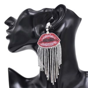 SEXY Fierce Big Lips Tassel Dangle Earrings